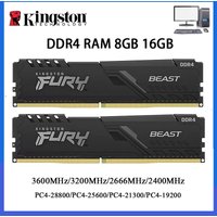 Kingston BEAST DDR4 RAM 3200MHz 2666MHz 3600 2400MHz 8GB 16GB 4GB memoria de escritorio para juegos PC4-25600 PC4-19200 288Pin DIMM DDR4 RAM