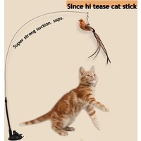 Juguetes simulados para gatos y pájaros, ventosa epoxi mejorada, alambre de acero, varilla larga, pluma, palo de burla para gatos, sin ingredientes nocivos