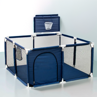 IMBABY Parque infantil cuadrado para bebés con tablero de baloncesto, actividades para bebés, barreras de seguridad corral para niños grandes, valla
