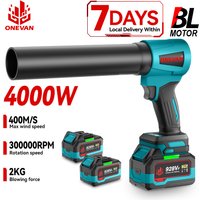 ONEVAN-ventilador Turbo eléctrico sin escobillas, 4000W, 300000RPM, soplador de hojas ligero, limpieza de patio de césped para Pin de batería Makita