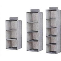 Organizador de ropa para armarios con 3/4/5/6 estantes, Organizador de tela para colgar, Colgador de armario para ropa, toallas y accesorios para bebés, Color gris, Juego de 2 unidades