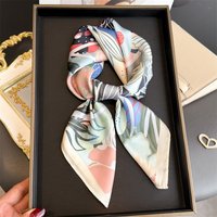Pañuelo de Seda Cuadrado de 70 CM para Mujer, Estampado Floral, Chal, Protector Solar, Pañuelo para la Cabeza, Bandana, Diadema, Fular, Cinta para Atar Bolsos, Esencial para la Playa