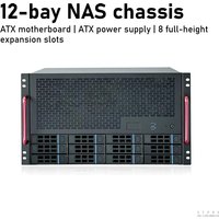 JMCD 12S4 - Cajas de PC para Juegos de Alto Rendimiento, Chasis NAS de 12 Bahías, Placa Base ATX, Fuente de Alimentación, para Emprendedores, Servidores AIO