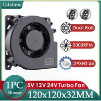 Gdstime-ventilador Turbo centrífugo sin escobillas, ventilador de 120MM, 24V CC, Enfriador de doble bola de 120MM x 32MM para parrilla de barbacoa, refrigeración Industrial