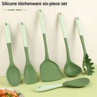 Juego de utensilios de cocina de silicona de 6 piezas: espátula china, cucharón de sopa, volteador ranurado, cuchara para Pasta, raspadores para ensalada y miel para no S