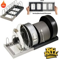 Organizador Expandible para Ollas y Sartenes, Soporte Ajustable para Tapas de Gabinetes Debajo del Fregadero, Organizador de Almacenamiento de Utensilios de Cocina que Ahorra Espacio