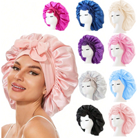 Gorro de satén Gorro de seda Bonne ajustable para dormir Gorro para el pelo con banda para atar Gorros para mujeres y hombres