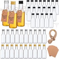 Juego de Mini Botellas de Licor de 10/30/50/100 Piezas, Botellas de Plástico de 1.7 oz para Bebidas Espirituosas, Tapas Negras/Plateadas/Doradas, Botellas para Shots de Alcohol, Botellas para Jugo