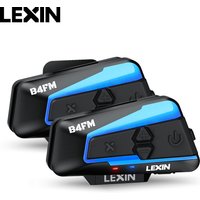 Lexin - B4FM-X Intercomunicador Moto para Casco de Motocicleta, Bluetooth de 4 Vías, Auriculares para Manos Libres Inalámbricos, Música y Tecnología DSP de Cancelación de Ruido  10 Motociclistas