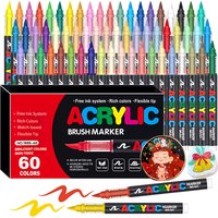 Juego de 48 Rotuladores Acrílicos de Punta Suave, Rotuladores de Pintura para Roca, Madera, Tela, Vidrio, Manualidades, Rotuladores de Pintura Impermeables