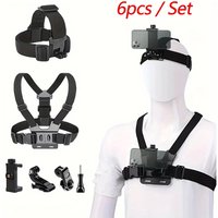 Kit de accesorios para Cámara de Acción, correa para la cabeza, correa para el pecho, soporte ajustable para teléfono GoPro DJI Osmo SJCAM AKASO insta360