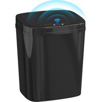 HOMCOM Cubo de Basura Cocina Automático 15 L, Papelera de Cocina con Sensor Infrarrojo y Modo Manual, Anillo de Retención