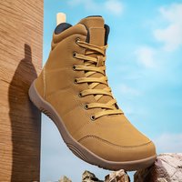 Botines de cuero para actividades al aire libre para hombre, zapatos minimalistas para senderismo, suelas cero, botas descalzas con punta ancha, zapatillas para caminar para parejas de invierno
