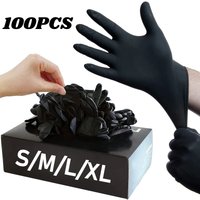 Guantes desechables de nitrilo negro para el trabajo, guantes de limpieza para el hogar sin látex, tatuajes mecánicos texturizados, tinte para el cabello, belleza, 10/20/50/100 Uds.