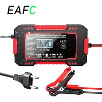 Cargador de batería de pulso inteligente de 12V y 6A con pantalla LCD de carga rápida para baterías de coche y motocicleta de ciclo profundo AGM/GEL/acido de plomo