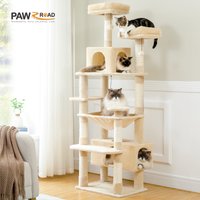 Árbol para Gatos de Varios Niveles con Postes Rascadores Recubiertos de Sisal, Cabañas Acogedoras, Hamaca Espaciosa, Torre Alta para Gatos, Juguetes para Gatos de Interior