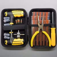 Kit de reparación de neumáticos multifunción universal con alicates, herramientas para válvulas y estuche de almacenamiento para reparación de automóviles, motocicletas y bicicletas en carretera