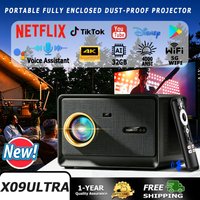 Proyector Ultra HD HORLAT de 52000 Lúmenes, 2G 32GB, Android 14, Enfoque Automático, Smart Google TV, Cine en Casa, Proyección de Video, Proyectores para Uso Diurno