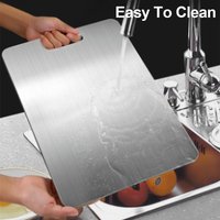 Tablas de Cortar para Cocina, Tabla de Acero Inoxidable 304, Engrosada, de Doble Cara, de Grado Alimenticio, Portátil, para Cortar Frutas y Carne