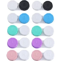 Estuche para gafas de contacto para ojos, Kit de viaje, soporte de vidrio, estuche para lentillas cosméticas, contenedor, accesorios de viaje, color negro, 10 Uds.